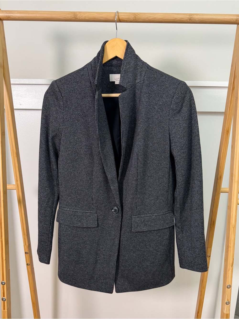 LOFT Charcoal Gray Notchless Women's Blazer Jacket